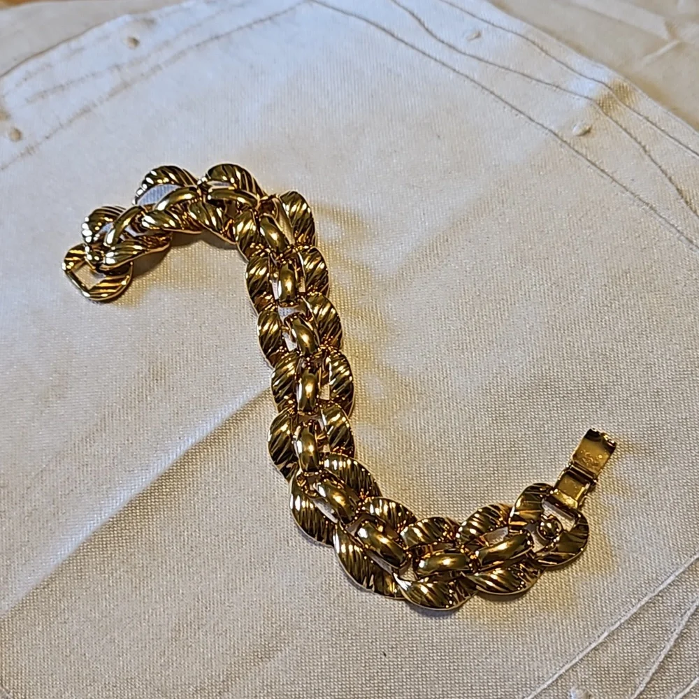 Monet Shiny Gold-Tone Twisted Link Bracelet